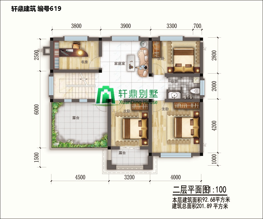 新中式二層自建別墅設(shè)計圖平面，含全套完善施工圖紙2.jpg