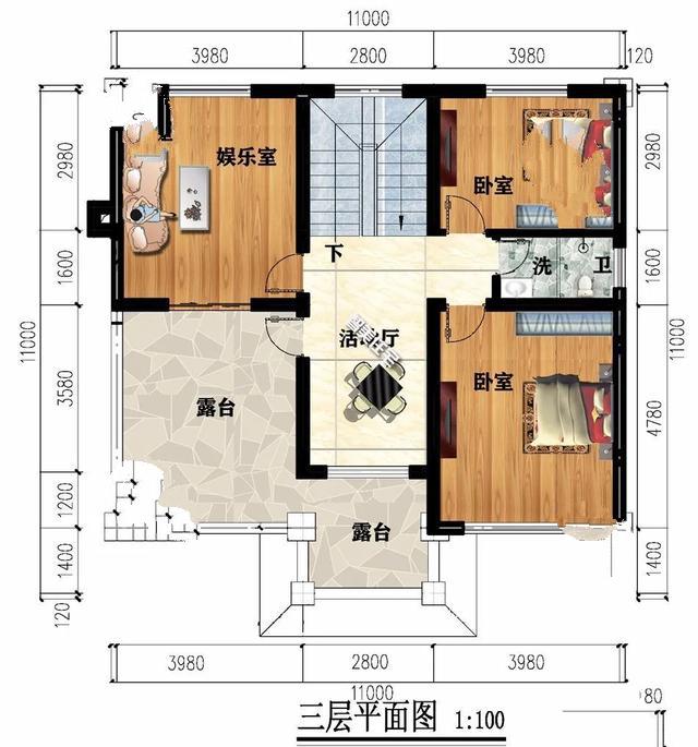 兩棟建筑尺寸相同的別墅，1111米，從各個角度看都是簡歐洲風格。有時候宅基地很大，但我不想建太大的別墅。主要原因是房子越大，成本越高!