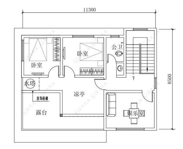 11.3 m  x8.5 m新型現(xiàn)代農(nóng)村自建建筑設(shè)計(jì)