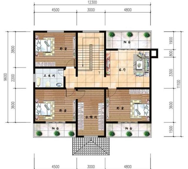 占地約100平方米的兩層建筑設(shè)計圖