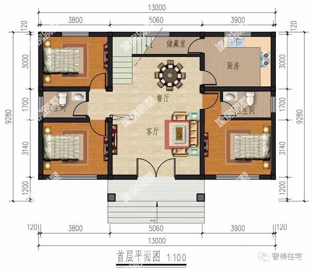 外觀對稱設計的兩層別墅