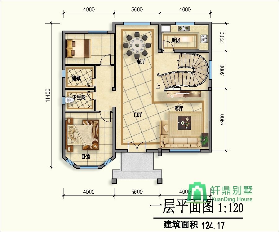 農(nóng)村自建二層帶車庫的別墅