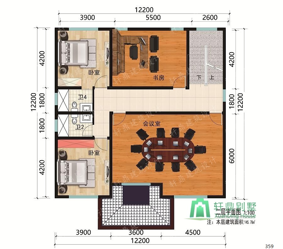 　新中式二層自建房屋設(shè)計圖